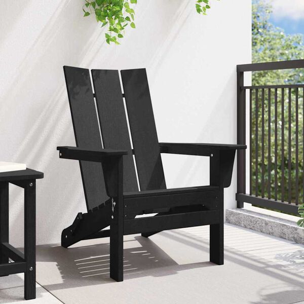 vidaXL Chaise Adirondack pliante Noir 80,5 x 74,5 x 92 cm HDPE
