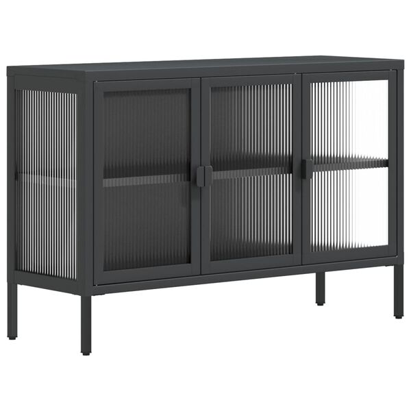 vidaXL Buffet noir 105x35x70 cm verre et acier