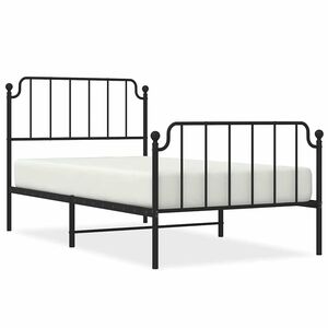 vidaXL Cadre de lit m&eacute;tal sans matelas et pied de lit noir 100x200 cm