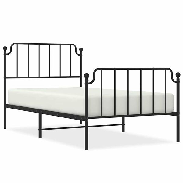 vidaXL Cadre de lit m&eacute;tal sans matelas et pied de lit noir 100x200 cm