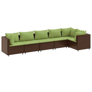 vidaXL Salon de jardin 6 pcs avec coussins Marron R&eacute;sine tress&eacute;e