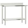 vidaXL Table de travail de cuisine avec étagère 110x55x120 cm inox