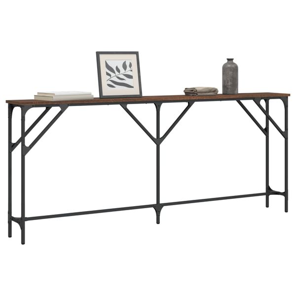 vidaXL Table console ch&ecirc;ne marron 180x23x75 cm bois d'ing&eacute;nierie