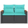 vidaXL Canapé de jardin avec coussins 2 places en résine tressée noire