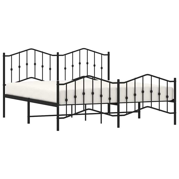 vidaXL Cadre de lit m&eacute;tal sans matelas avec pied de lit noir 183x213cm