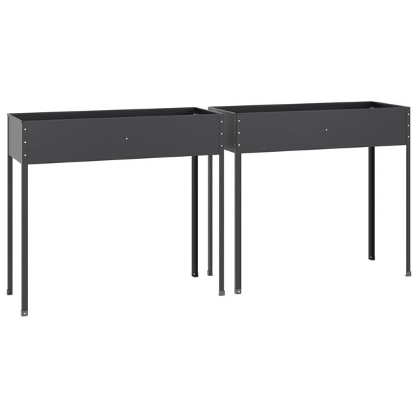 vidaXL Jardinières 2 pcs Anthracite Acier galvanisé