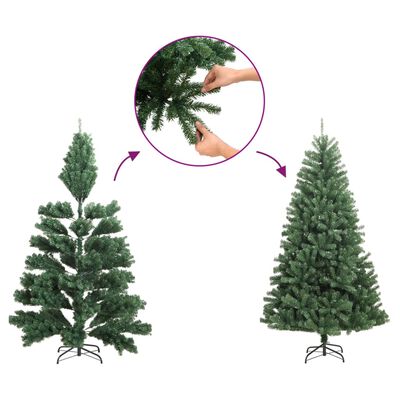 vidaXL Demi sapin de Noël artificiel mince avec support Blanc 120 cm