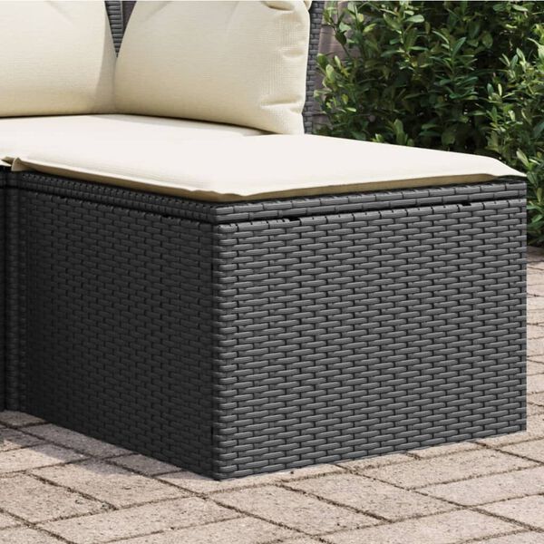 vidaXL Tabouret de jardin avec coussin noir 55x55x37 cm r&eacute;sine tress&eacute;e