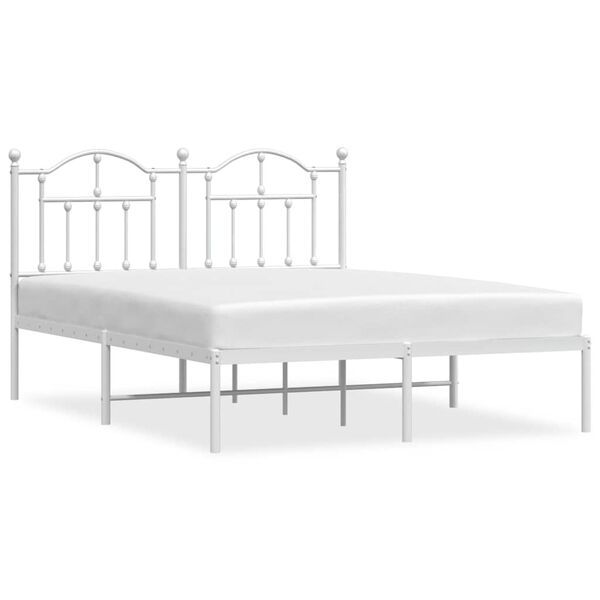 vidaXL Cadre de lit m&eacute;tal sans matelas et t&ecirc;te de lit blanc 135x190 cm