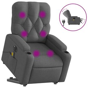 vidaXL Fauteuil inclinable de massage électrique gris foncé tissu
