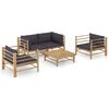 vidaXL Salon de jardin 5 pcs avec coussins gris fonc&eacute; bambou