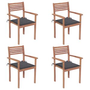 vidaXL Chaises de jardin lot de 4 avec coussins anthracite Teck solide