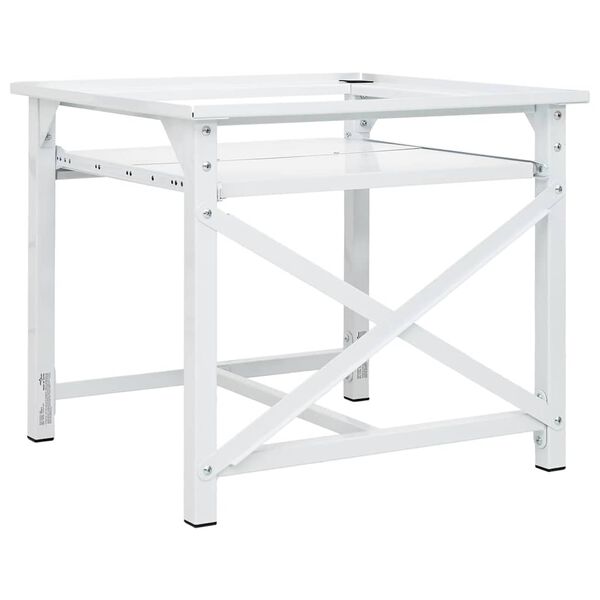 vidaXL Socle pour machine &agrave; laver avec &eacute;tag&egrave;re coulissante Blanc
