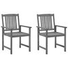 vidaXL Chaises de jardin et coussins lot de 2 Gris Bois acacia massif
