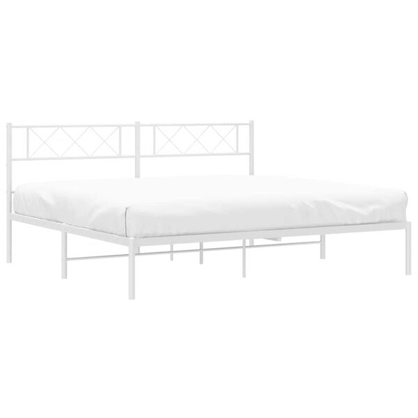 vidaXL Cadre de lit m&eacute;tal sans matelas et t&ecirc;te de lit blanc 183x213 cm