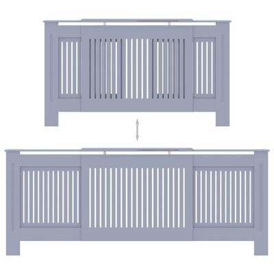 vidaXL Cache-radiateur MDF Gris 205 cm