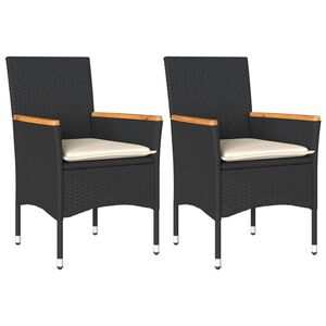 vidaXL Chaises de jardin avec coussins lot de 2 noir r&eacute;sine tress&eacute;e