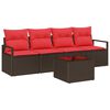vidaXL Ensemble de Canap&eacute;s 5 pcs Marron et rouge polyrotin