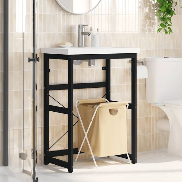 vidaXL Cadre de lavabo de salle de bain Noir 59x38x83 cm Fer