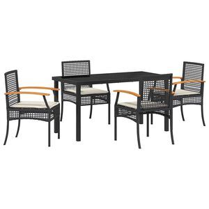 vidaXL Ensemble de salle &agrave; manger pour jardin 5 pcs Noir Rotin