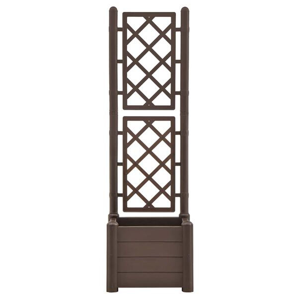 vidaXL Jardini&egrave;re avec treillis 43x43x142 cm PP Moka