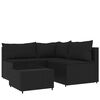 vidaXL Salon de jardin 4 pcs avec coussins Noir R&eacute;sine tress&eacute;e