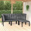 vidaXL Salon de jardin 4 pcs noir et gris r&eacute;sine tress&eacute;e