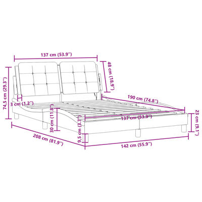 vidaXL Cadre de lit sans matelas noir 137x190 cm similicuir