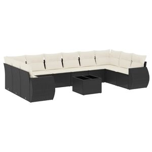 vidaXL Salon de jardin 11 pcs avec coussins noir r&eacute;sine tress&eacute;e