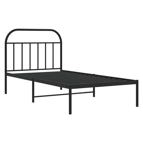 vidaXL Cadre de lit m&eacute;tal sans matelas avec t&ecirc;te de lit noir 100x190cm