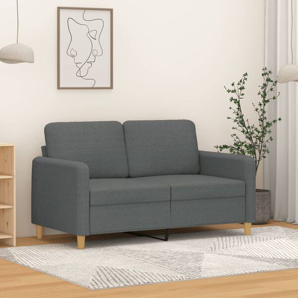 vidaXL Canap&eacute; &agrave; 2 places Gris fonc&eacute; 120 cm Tissu