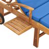 vidaXL Chaise longue avec coussin Bois de teck solide Bleu