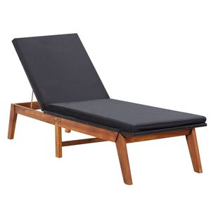 vidaXL Chaise longue et coussin R&eacute;sine tress&eacute;e et bois d'acacia massif