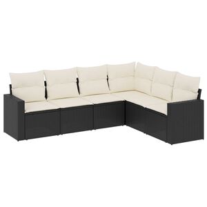 vidaXL Salon de jardin 6 pcs avec coussins noir r&eacute;sine tress&eacute;e