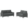 vidaXL Ensemble de canap&eacute;s 2 pcs avec coussins Gris fonc&eacute; Tissu