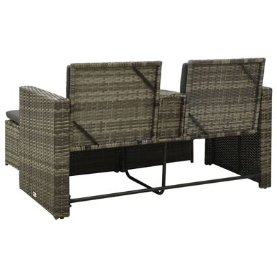 vidaXL Salon de jardin 3 pcs avec coussins Résine tressée Gris