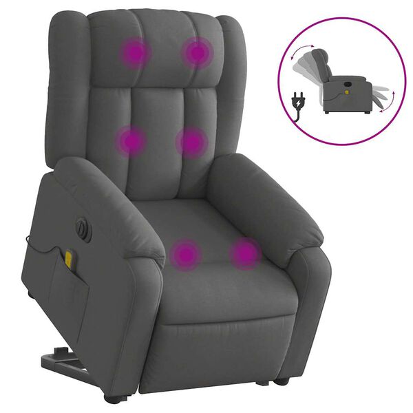 vidaXL Fauteuil inclinable de massage électrique gris foncé tissu