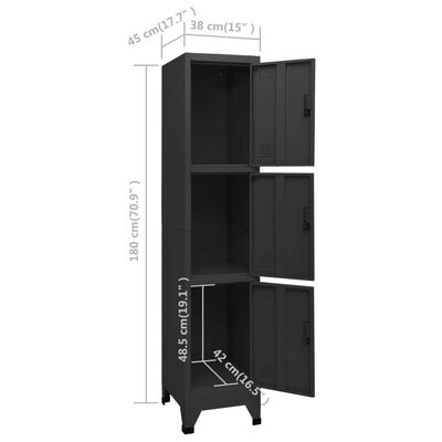 vidaXL Armoire à casiers Noir 38x45x180 cm Acier