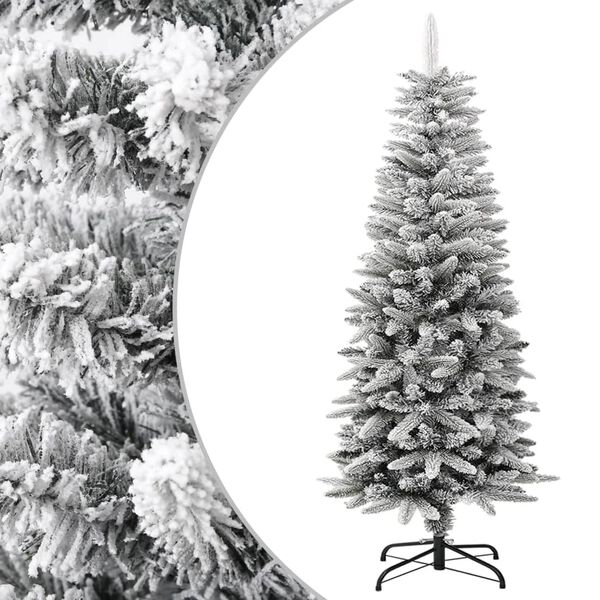 vidaXL Sapin de Noël artificiel mince avec neige floquée 120 cm PVC/PE