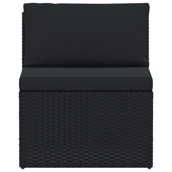vidaXL Salon de jardin 4 pcs avec coussins R&eacute;sine tress&eacute;e Noir