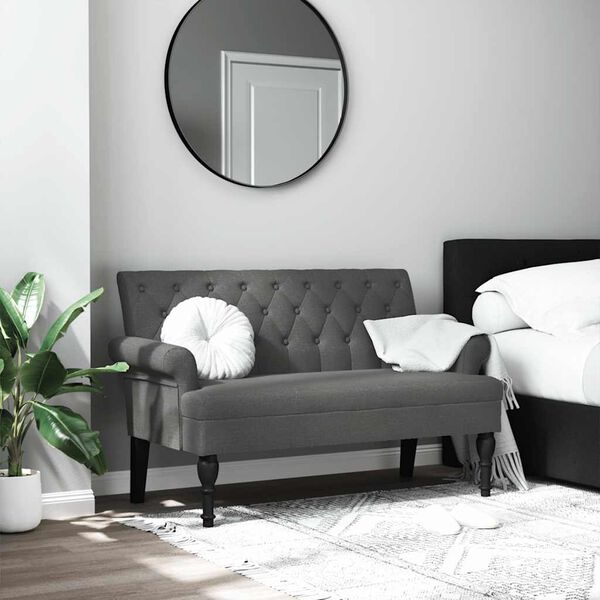 vidaXL Banc avec dossier Gris fonc&eacute; 120 x 62 x 75,5 cm Tissu