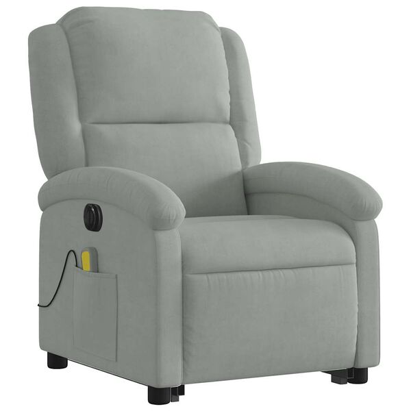 vidaXL Fauteuil inclinable de massage électrique gris clair velours