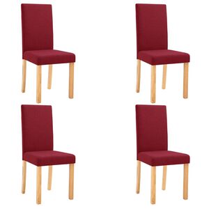 vidaXL Chaises &agrave; manger lot de 4 rouge bordeaux tissu