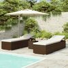 vidaXL Chaise longue de jardin table &agrave; th&eacute; 3 pcs R&eacute;sine tress&eacute;e Marron
