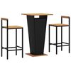 vidaXL Ensemble de bar jardin 3 pcs noir poly rotin/bois massif acacia