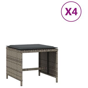 vidaXL Tabourets de jardin avec coussins lot de 4 gris r&eacute;sine tress&eacute;e