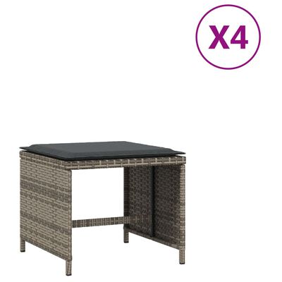 vidaXL Tabourets de jardin avec coussins lot de 4 gris résine tressée