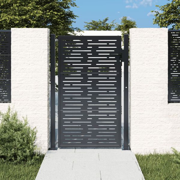 vidaXL Portail de jardin Anthracite 100x150 cm Acier Design carr&eacute;
