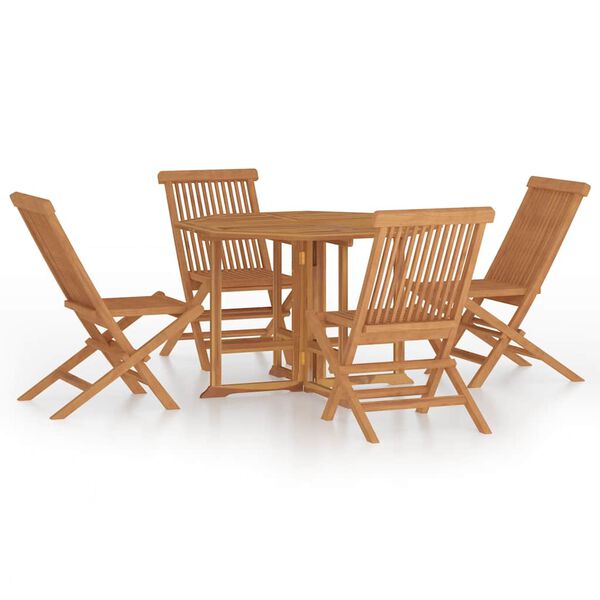 vidaXL Ensemble &agrave; d&icirc;ner d'ext&eacute;rieur pliable 5 pcs Bois solide de teck