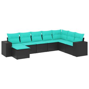vidaXL Salon de jardin 8 pcs avec coussins noir r&eacute;sine tress&eacute;e
